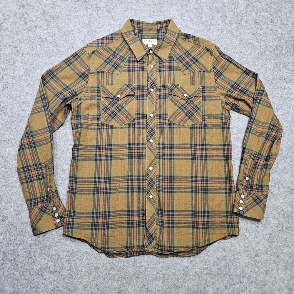 Tecovas Pearl Snap Western Shirt Mens Medium Plaid Long Sleeve Button Up Flannel